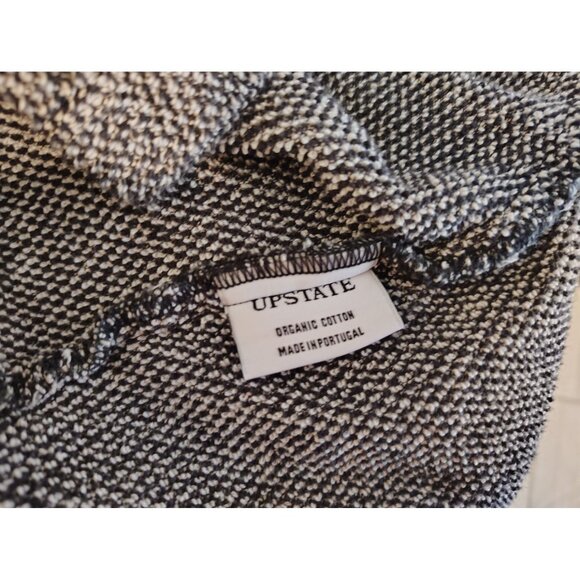 Upstate Men's Robe, Black White Jersey Knit, Small, Medium Organic Cotton, READ - Picture 5 of 5